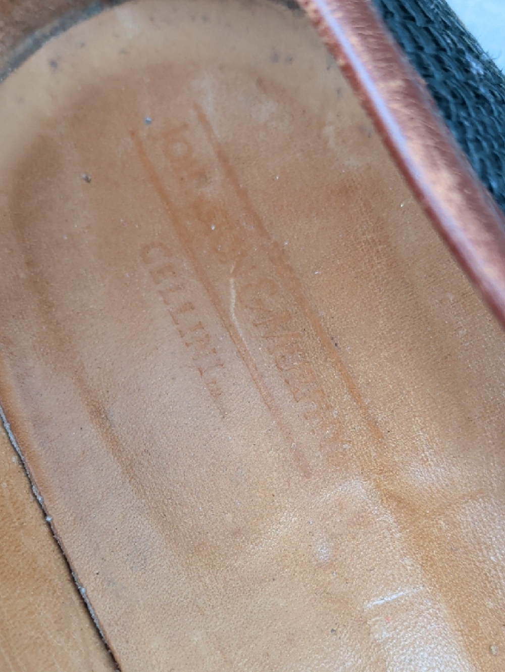 Johnston&Murphy/Made In Italy Men's Brown Leather & Charcoal Woven Penny Loafers - Picture 4 of 14